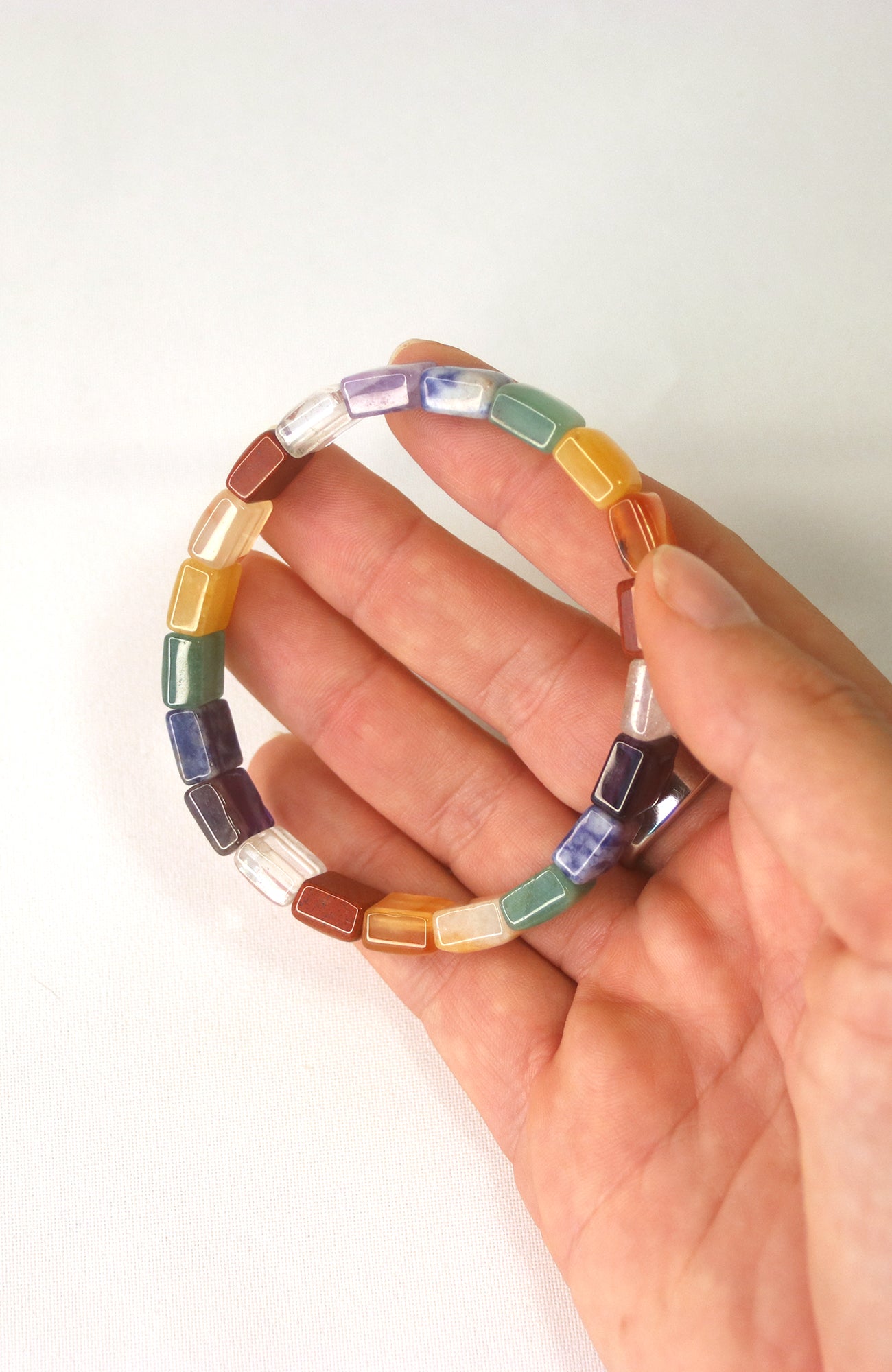 Chakra Faceted Square Bead Bracelet 195